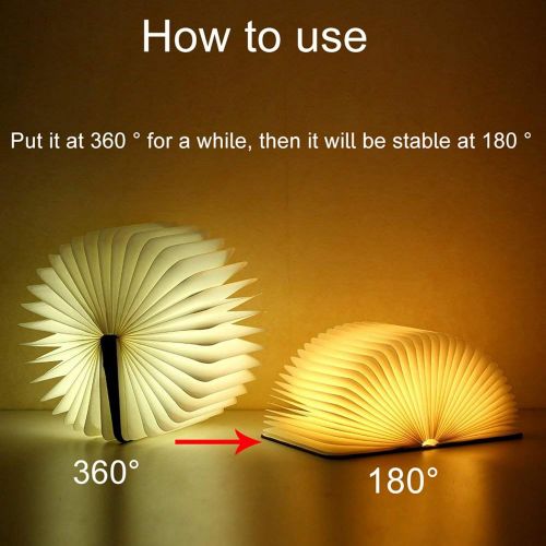  EasyULT Wooden Folding Book Lamp, Mini LED Book Lamp Mood Light Decorative Book Lamp Colour Changing 360° Foldable Decorative Lamps Book-Style Night Light, Ideal for Gift (6 Modes)