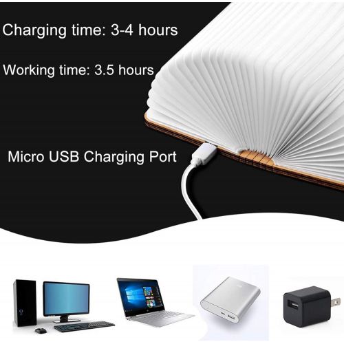  EasyULT Wooden Folding Book Lamp, Mini LED Book Lamp Mood Light Decorative Book Lamp Colour Changing 360° Foldable Decorative Lamps Book-Style Night Light, Ideal for Gift (6 Modes)