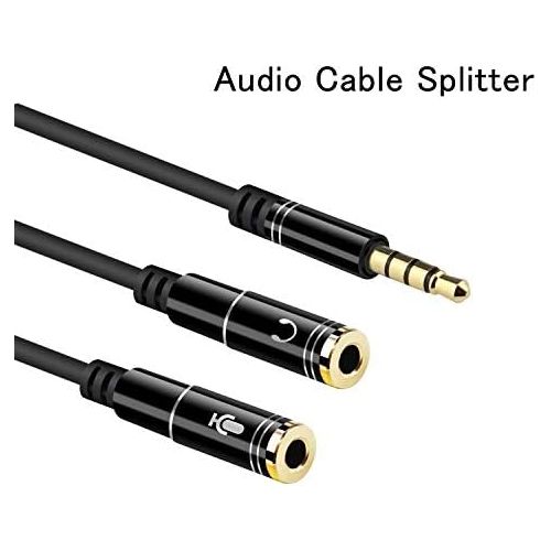  [아마존베스트]EasyULT Headset Splitter Microphone Adapter, Headphone Adapter Splitter, Audio Y Splitter Cable 3.5 mm Male to 2 x 3.5 mm Female Headset Stereo Audio Jack for Smartphones, Laptops