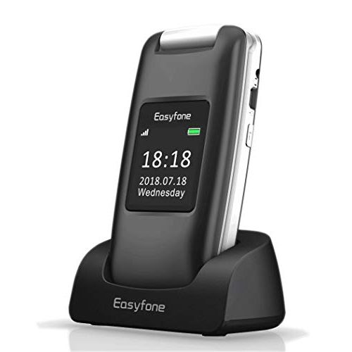  [아마존베스트]Easyfone A1 3G Unlocked Senior Flip Cell Phone, Big Button Hearing Aids Compatible Easy-to-Use Flip Mobile Phone with Charging Dock(Black)