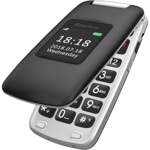  [아마존베스트]Easyfone A1 3G Unlocked Senior Flip Cell Phone, Big Button Hearing Aids Compatible Easy-to-Use Flip Mobile Phone with Charging Dock(Black)