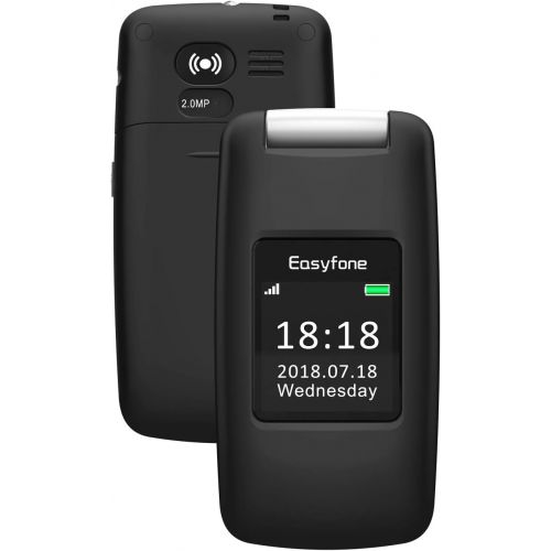  [아마존베스트]Easyfone A1 3G Unlocked Senior Flip Cell Phone, Big Button Hearing Aids Compatible Easy-to-Use Flip Mobile Phone with Charging Dock(Black)