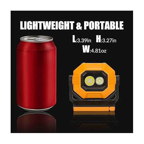  LED Rechargeable Work Light, 1500LM Portable COB Magnetic Lights with 3 Modes & 360°Rotatable, IPX4 Waterproof Worklight for Car Repairing, Job Site Lighting, Emergency (2 PCS)