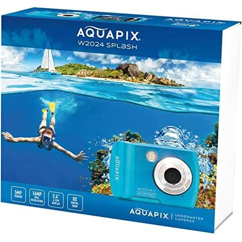  [아마존베스트]Easypix Easypix W2024-I Splash Iceblue Waterproof Camera 14MP Double Apron Blue