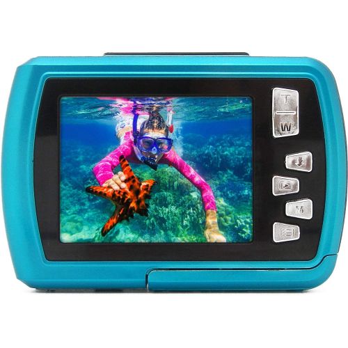  [아마존베스트]Easypix Easypix W2024-I Splash Iceblue Waterproof Camera 14MP Double Apron Blue