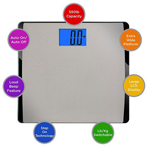  EatSmart Precision 550 Pound Extra-High Capacity Digital Bathroom Scale with Extra-Wide Platform