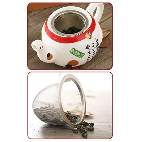  EatingBiting（R）Charming Traditional Culture Japanese Design Maneki Neko Lucky Cat Ceramic teapot 1 Tea Pot and 2 Cups Set Package Gift Box Excellent Home Decor Asian Living Gift Ch