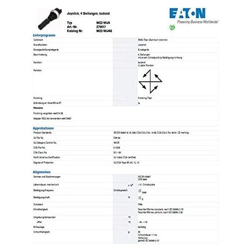  [아마존베스트]Eaton M22-WJ4 Joystick IP66 Pack of 1