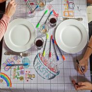 Eatsleepdoodle Doodle Cotton Tablecloth to Customize, with Wash-out Fabric Markers included, White Table Cloth (Large 98x59)