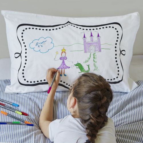  Eatsleepdoodle Doodle Pillowcase, Color Your Own Pillow Case, Coloring Pillowcase with Washable Fabric Markers