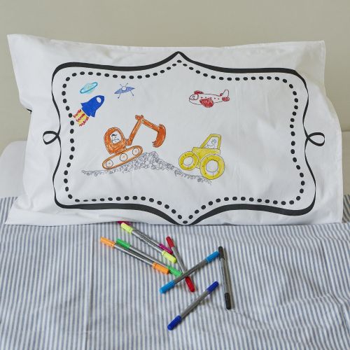  Eatsleepdoodle Doodle Pillowcase, Color Your Own Pillow Case, Coloring Pillowcase with Washable Fabric Markers