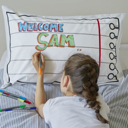  Eatsleepdoodle Doodle Pillowcase, Color Your Own Pillow Case, Coloring Pillowcase with Washable Fabric Markers