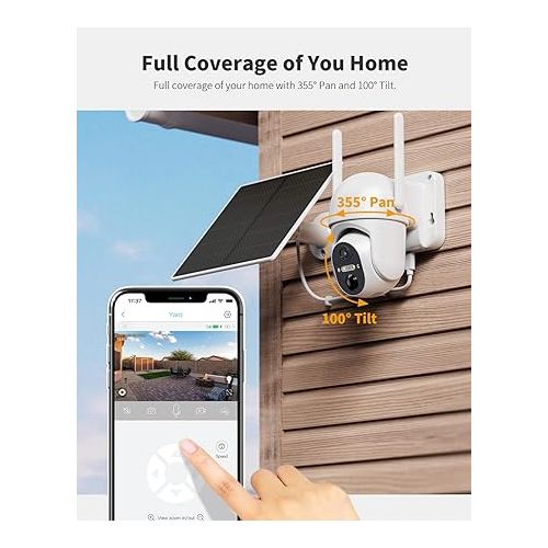  Ebitcam 4G LTE Cellular Security Camera Includes SD&SIM Card(Verizon/AT&T/T-Mobile), 2K Solar Outdoor Cam Wireless Without WiFi Needed, 360° Live View, Color Night Vision, Motion&Siren Alert, Playback