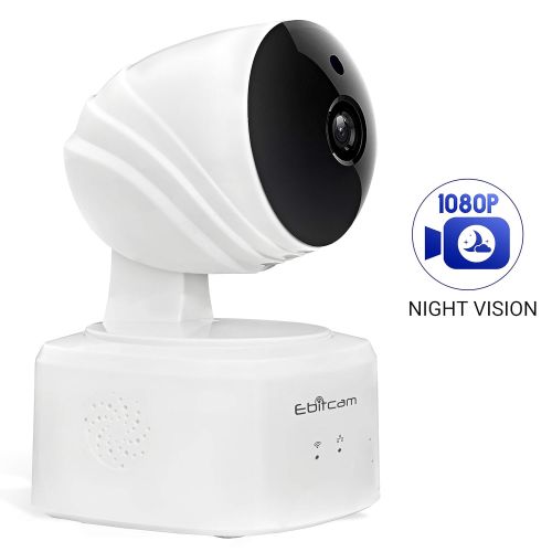  Ebitcam 1080P WiFi Camera,Baby Monitor with Two-Way Audio PanTiltZoom Night Vision,Remote Real-time Monitoring,Cloud Storage, Compatible with Alexa