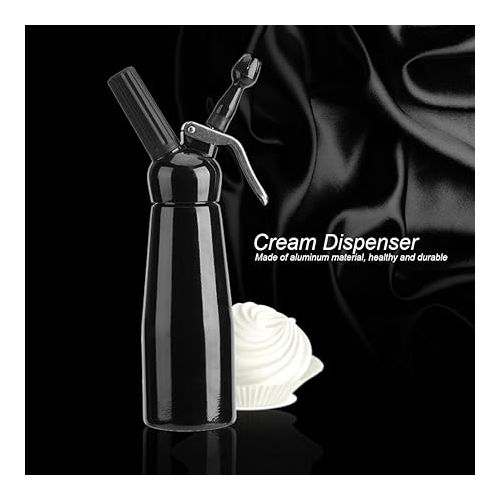  Cream Dispenser Whipped Cream Foamer with 3 Nozzles and a Cleaning Brush, Electric Cream Whipper for Delicious Homemade Cream, Desserts, etc (500ml/17oz)