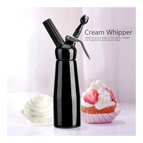  Cream Dispenser Whipped Cream Foamer with 3 Nozzles and a Cleaning Brush, Electric Cream Whipper for Delicious Homemade Cream, Desserts, etc (500ml/17oz)