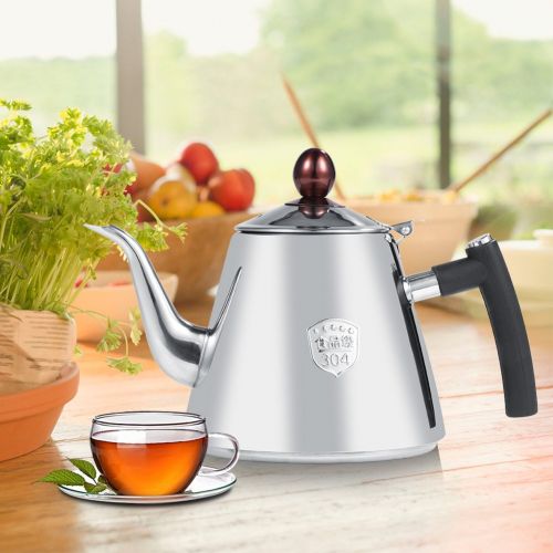  Eboxer 1.2L Edelstahl Herd-Teekanne Tee-Kaffeekanne Wasserkocher hitzebestandigem Silikon Griff fuer Haus,Kueche usw.(poliert)