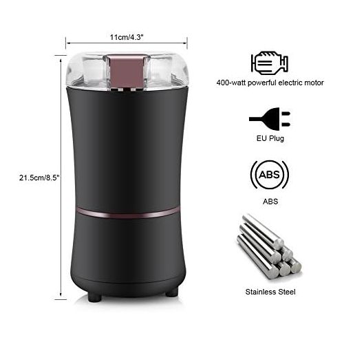  [아마존베스트]Eboxer 400 W Electric Coffee Grinder Beans Spices Nuts Grinder with Stainless Steel Blade EU Plug 220 V (Black)