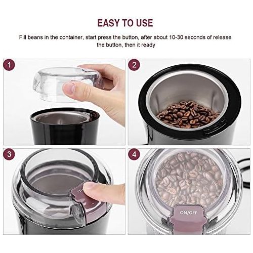  [아마존베스트]Eboxer 400 W Electric Coffee Grinder Beans Spices Nuts Grinder with Stainless Steel Blade EU Plug 220 V (Black)