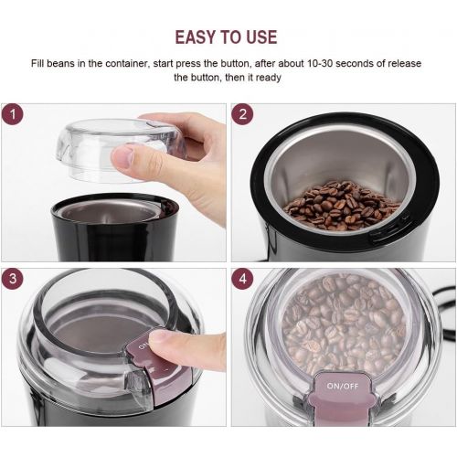  [아마존베스트]Eboxer 400 W Electric Coffee Grinder Beans Spices Nuts Grinder with Stainless Steel Blade EU Plug 220 V (Black)