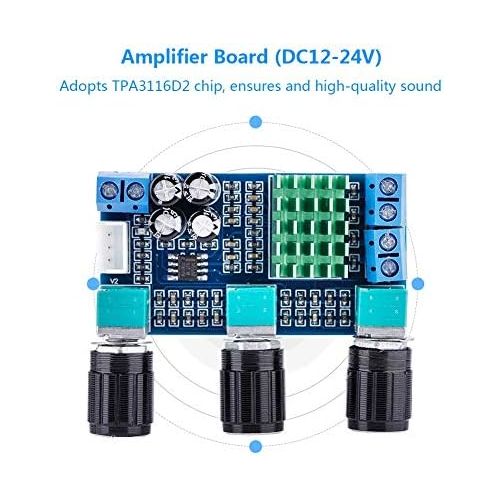  [아마존베스트]Eboxer TPA3116D2 DC 12V-24V 80W * 2 Digital Audio Amplifier Board High Volume Bass Audio Amp Module Digital Amplifier Amplifier Amplifier for Speakers