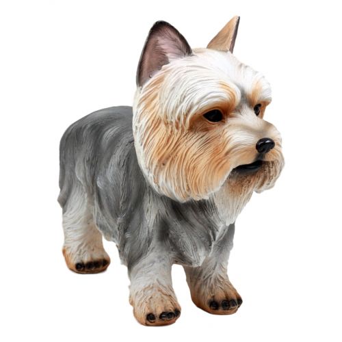  Ebros Gift Groomed Adorable Yorkshire Terrier Dog Statue 7.75L Realistic Yorkie Decorative Figurine Sculpture