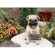 Gifts & Decor Large Adorable Pug Dog Garden Greeter Statue With Jingle Collar 11.25 Tall