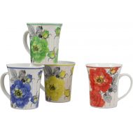 Ebros Gift Ebros Colorful Pretty Victorian Floral Blossoms Glazed Porcelain Ceramic 12oz Mug 4Tall Coffee Tea Drink Cup Set of 4 Botanic Flowers Design Kitchen Decorative Mugs Cups