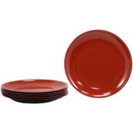 Ebros Gift Ebros Contemporary Round 11.5 Diameter Red And Black Large Melamine Dinner Plate For Main Course Meals Pack Of 6 Set Kitchen Dining Asian Japanese Chinese Cuisine Restaurant Supply