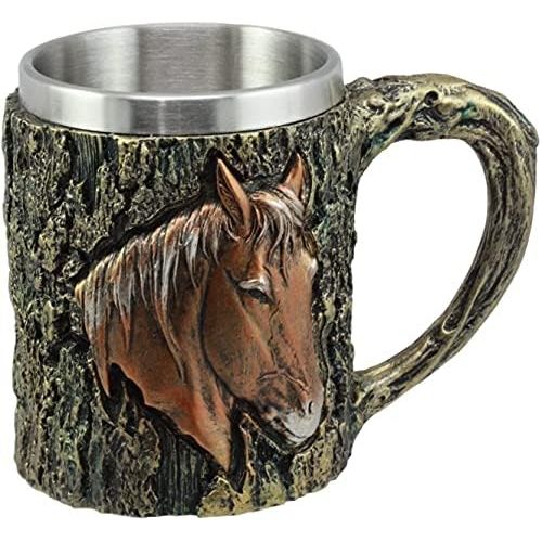  [아마존베스트]Ebros Gift Ebros The Surveyor Wildlife Majestic Bald Eagle Coffee Mug With Rustic Tree Bark Body Design In Painted Bronze Finish 12oz Drink Beer Stein Tankard Cup