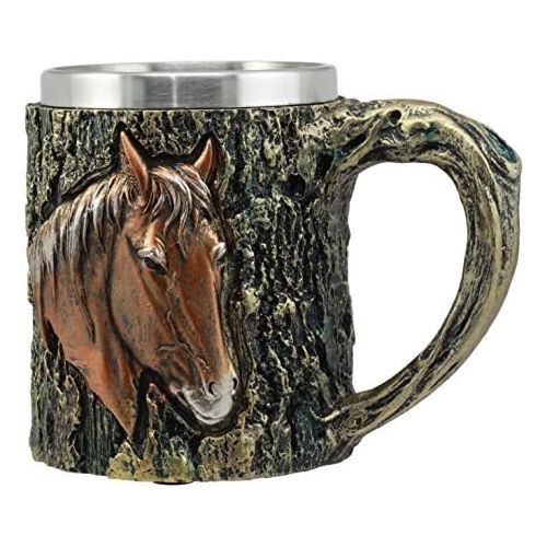  [아마존베스트]Ebros Gift Ebros The Surveyor Wildlife Majestic Bald Eagle Coffee Mug With Rustic Tree Bark Body Design In Painted Bronze Finish 12oz Drink Beer Stein Tankard Cup