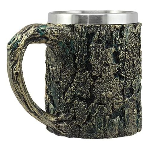  [아마존베스트]Ebros Gift Ebros The Surveyor Wildlife Majestic Bald Eagle Coffee Mug With Rustic Tree Bark Body Design In Painted Bronze Finish 12oz Drink Beer Stein Tankard Cup