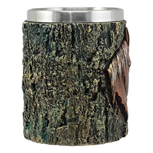  [아마존베스트]Ebros Gift Ebros The Surveyor Wildlife Majestic Bald Eagle Coffee Mug With Rustic Tree Bark Body Design In Painted Bronze Finish 12oz Drink Beer Stein Tankard Cup