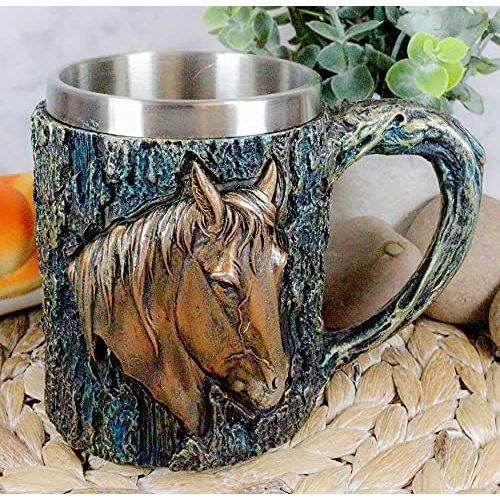  [아마존베스트]Ebros Gift Ebros The Surveyor Wildlife Majestic Bald Eagle Coffee Mug With Rustic Tree Bark Body Design In Painted Bronze Finish 12oz Drink Beer Stein Tankard Cup