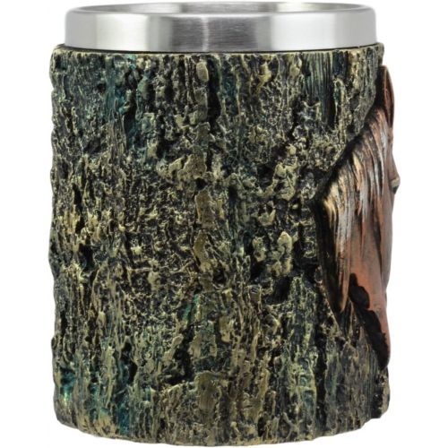  [아마존베스트]Ebros Gift Ebros The Surveyor Wildlife Majestic Bald Eagle Coffee Mug With Rustic Tree Bark Body Design In Painted Bronze Finish 12oz Drink Beer Stein Tankard Cup