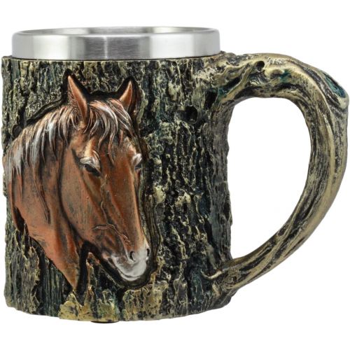  [아마존베스트]Ebros Gift Ebros The Surveyor Wildlife Majestic Bald Eagle Coffee Mug With Rustic Tree Bark Body Design In Painted Bronze Finish 12oz Drink Beer Stein Tankard Cup