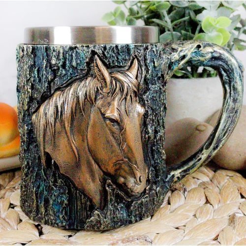  [아마존베스트]Ebros Gift Ebros The Surveyor Wildlife Majestic Bald Eagle Coffee Mug With Rustic Tree Bark Body Design In Painted Bronze Finish 12oz Drink Beer Stein Tankard Cup