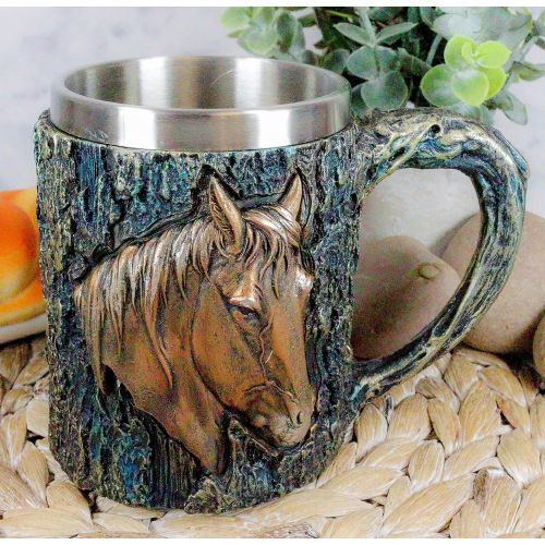  [아마존베스트]Ebros Gift Ebros The Surveyor Wildlife Majestic Bald Eagle Coffee Mug With Rustic Tree Bark Body Design In Painted Bronze Finish 12oz Drink Beer Stein Tankard Cup