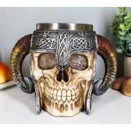[아마존베스트]Ebros Gift Viking Ram Horned Pit Lord Warrior Skull With Battle Helmet Beer Stein Tankard Coffee Cup Mug 13oz Norse Mythology Folklore Odin Thor Loki Ragnarok Poetic Edda Decor