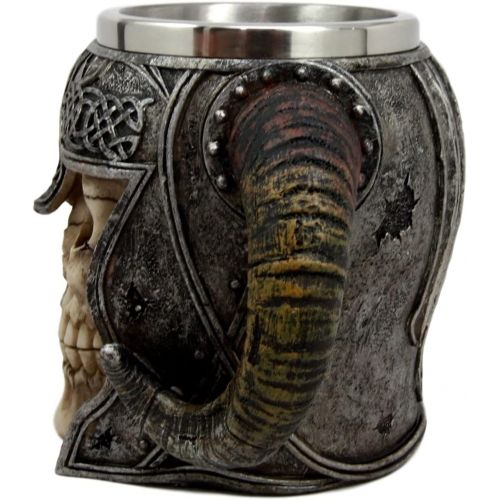  [아마존베스트]Ebros Gift Viking Ram Horned Pit Lord Warrior Skull With Battle Helmet Beer Stein Tankard Coffee Cup Mug 13oz Norse Mythology Folklore Odin Thor Loki Ragnarok Poetic Edda Decor