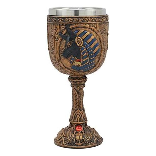  [아마존베스트]Ebros Gift Ebros Ancient Egyptian Wine Goblet In Golden Hieroglyphic Design With Gods Of Egypt Face 6oz 7Tall (Anubis)