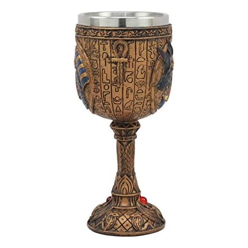  [아마존베스트]Ebros Gift Ebros Ancient Egyptian Wine Goblet In Golden Hieroglyphic Design With Gods Of Egypt Face 6oz 7Tall (Anubis)