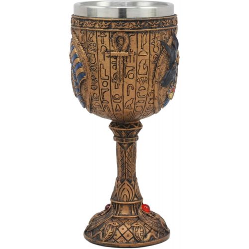  [아마존베스트]Ebros Gift Ebros Ancient Egyptian Wine Goblet In Golden Hieroglyphic Design With Gods Of Egypt Face 6oz 7Tall (Anubis)