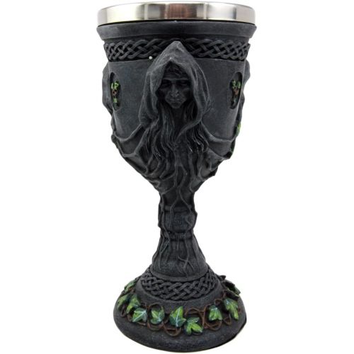  [아마존베스트]Ebros Gift Sacred Triple Goddess Wine Goblet Chalice With Stainless Steel Liner 10oz Resin Wiccan Cup Mother Maiden Crone Holy Trinity Feminine Moon Goddess Wicca Decor