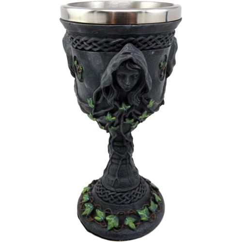  [아마존베스트]Ebros Gift Sacred Triple Goddess Wine Goblet Chalice With Stainless Steel Liner 10oz Resin Wiccan Cup Mother Maiden Crone Holy Trinity Feminine Moon Goddess Wicca Decor