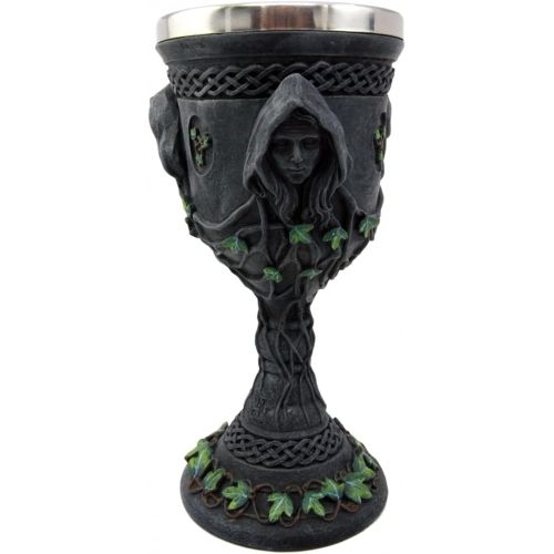  [아마존베스트]Ebros Gift Sacred Triple Goddess Wine Goblet Chalice With Stainless Steel Liner 10oz Resin Wiccan Cup Mother Maiden Crone Holy Trinity Feminine Moon Goddess Wicca Decor