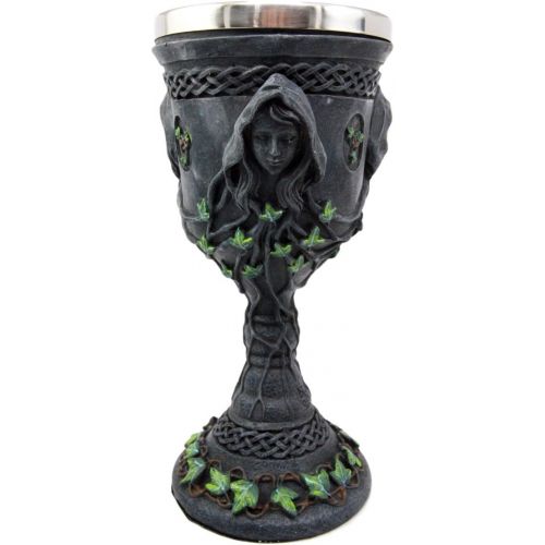  [아마존베스트]Ebros Gift Sacred Triple Goddess Wine Goblet Chalice With Stainless Steel Liner 10oz Resin Wiccan Cup Mother Maiden Crone Holy Trinity Feminine Moon Goddess Wicca Decor