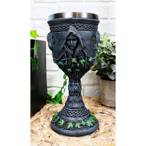  [아마존베스트]Ebros Gift Sacred Triple Goddess Wine Goblet Chalice With Stainless Steel Liner 10oz Resin Wiccan Cup Mother Maiden Crone Holy Trinity Feminine Moon Goddess Wicca Decor