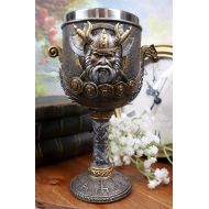 [아마존베스트]Ebros Gift Norse Mythology Valhalla Viking Odin Warlord With Dragon Longship Hull And Stern 7oz Resin Wine Goblet Chalice With Stainless Steel Liner Cup Thors Compass Vegvisir Bear