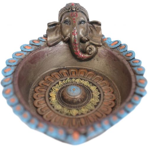  인센스스틱 Ebros Gift Hindu Elephant Supreme God Lord Ganesha Ganapati with Blue Peacock Feathers Incense Stick Holder Burner Dish Figurine 5.5 D Zen Vastu Accent